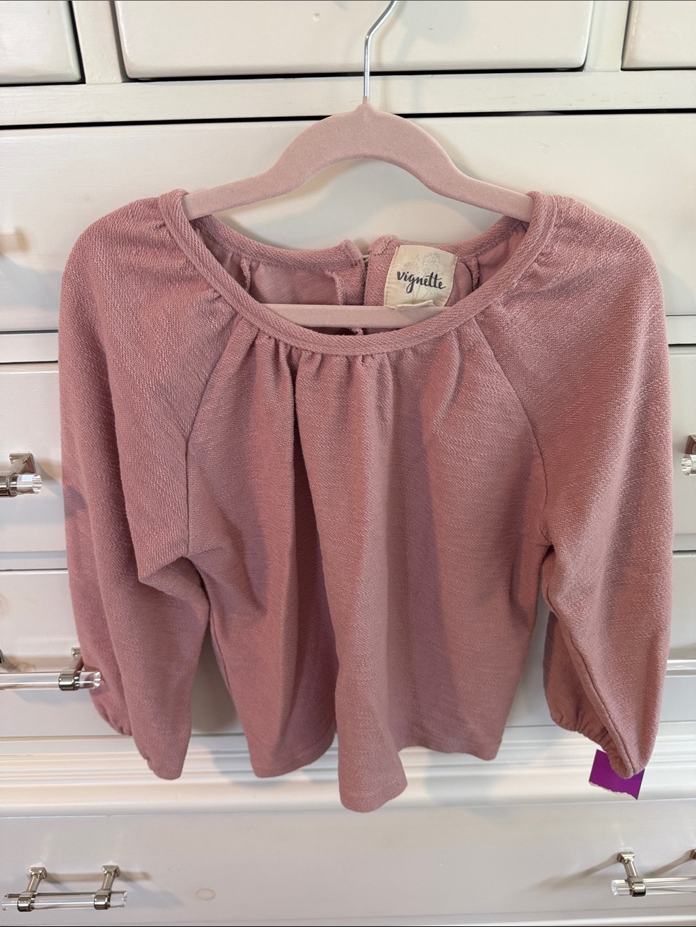 Vignette Girls' Dusty Pink Long-Sleeve Peasant Top
